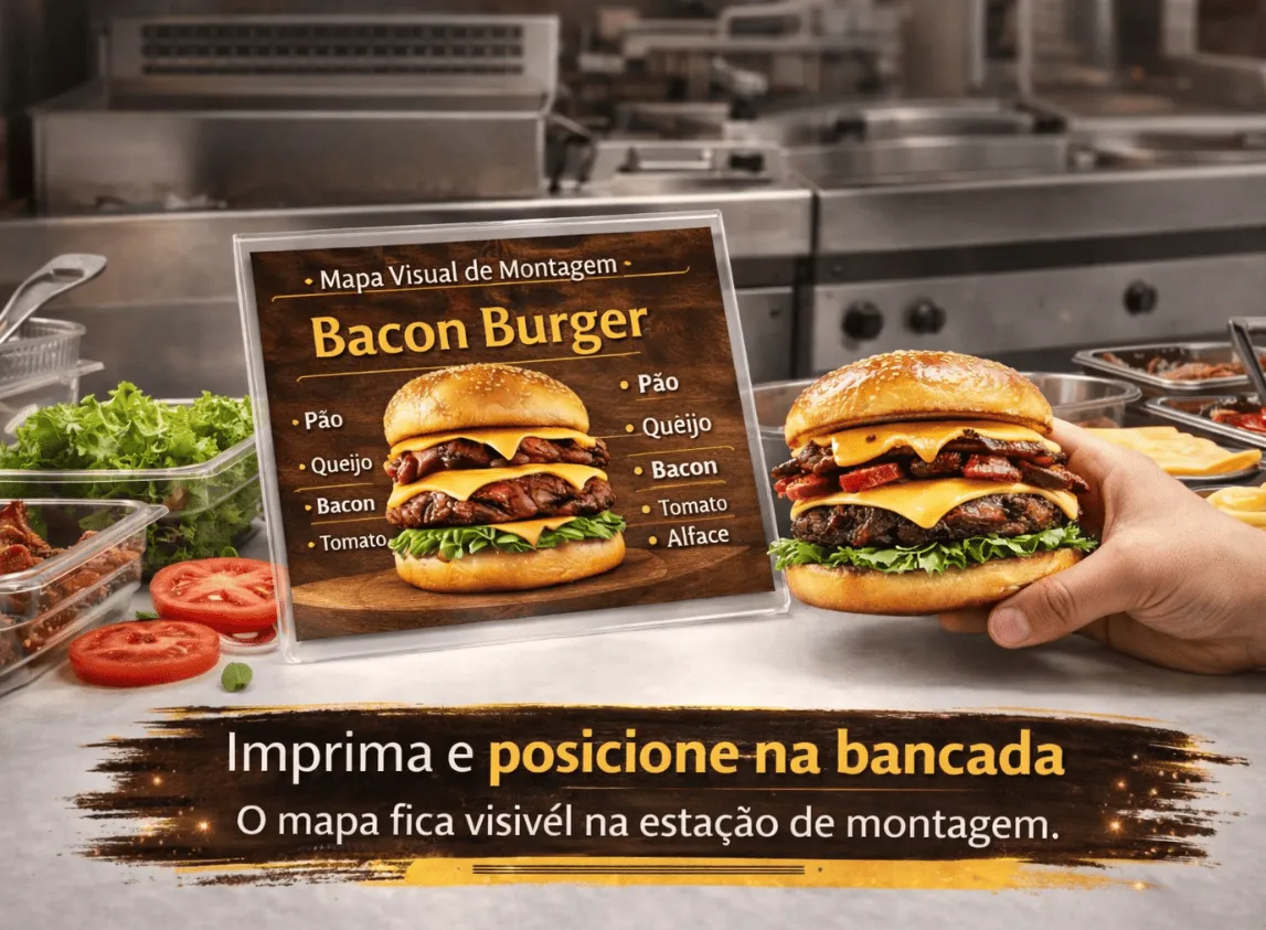 Imprima e posicione na bancada