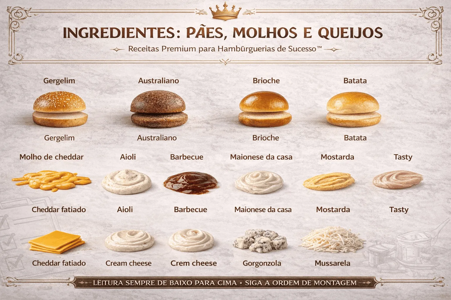 Ingredientes do Mapa do Hambúrguer